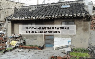 2013年nba自由球员名单自由市场大鱼多多,2013年nba选秀顺位排行