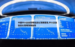 中国中小企业管理信息化发展报告,中小企业信息化管理发展趋势